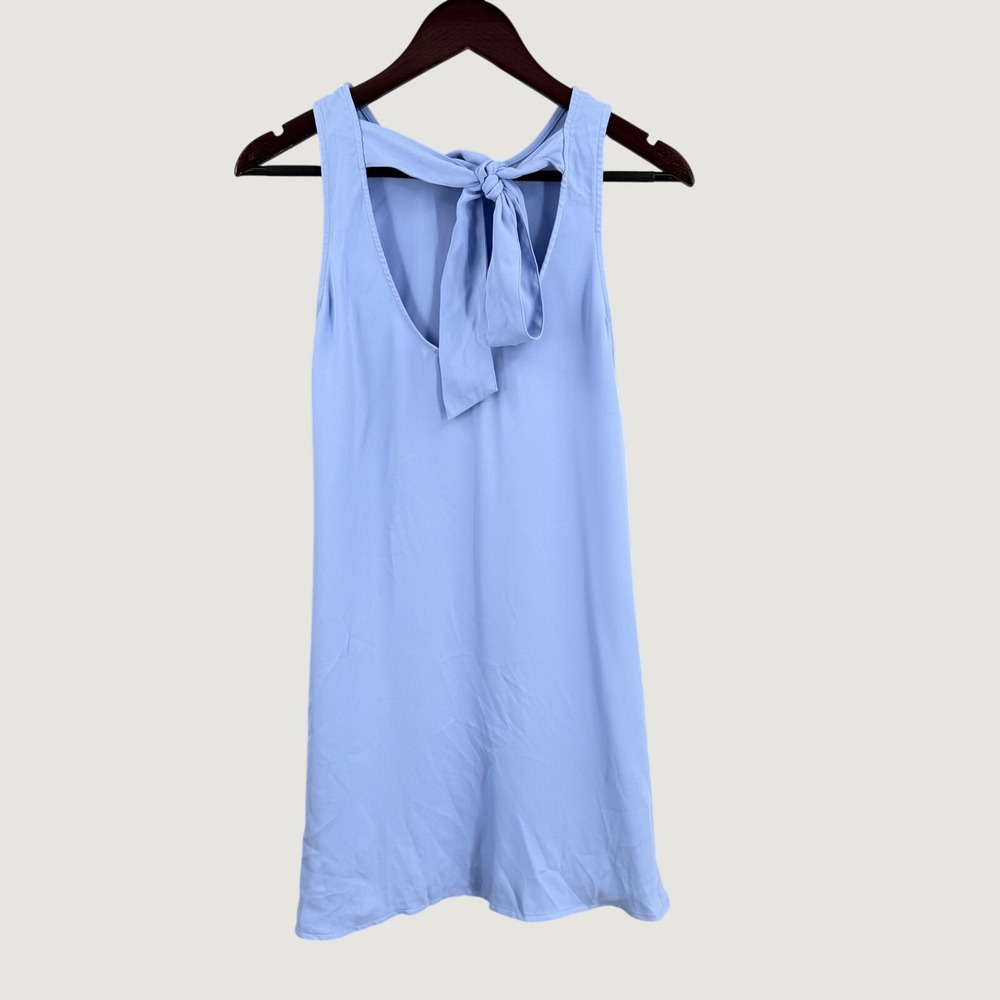 Amanda Uprichard x Le Tote Dress Size Small Blue Sleeveless Tie Back Mini Shift
